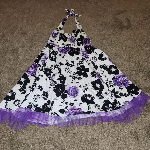 Women's 2XL Halter Style Floral Print Mini Dress - Picture 2 of 16